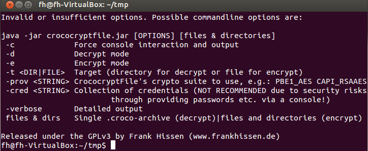 CrococryptFile Linux commandline