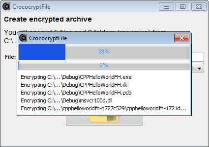 CrococryptFile Windows Encrypt GUI progress