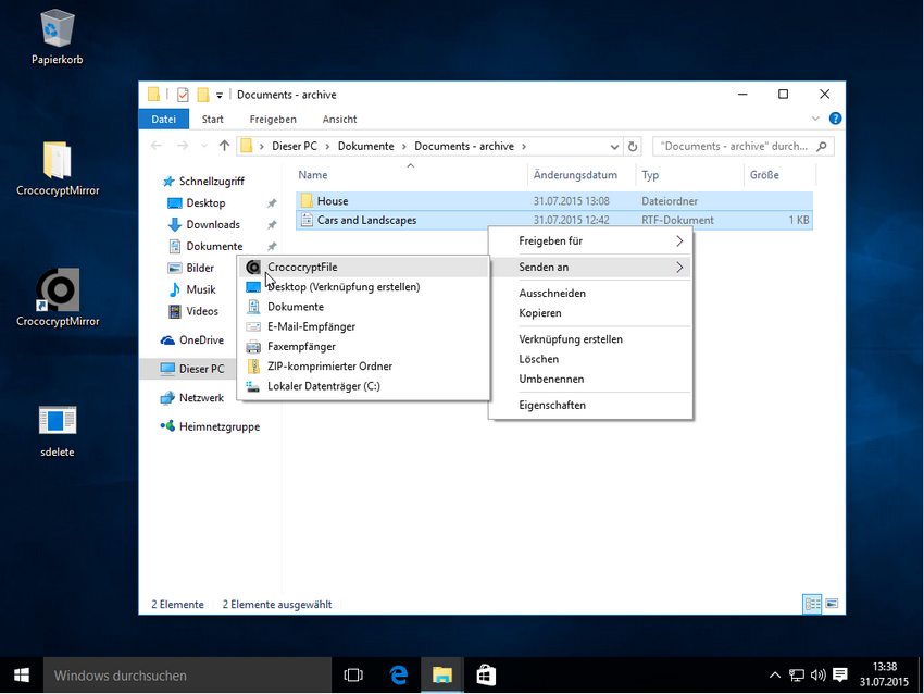 CrococryptFile Windows10 Encrypt Context Menu