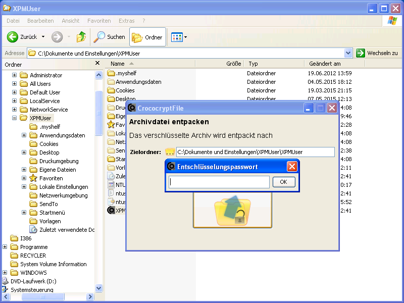 CrococryptFile Windows XP Decrypt GUI password