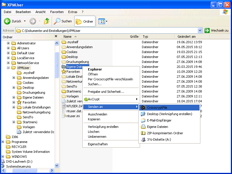 CrococryptFile Windows XP Encrypt ContextMenu