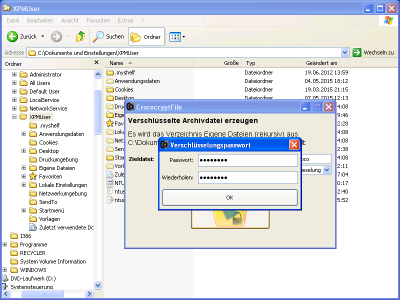 CrococryptFile Windows XP Encrypt GUI password