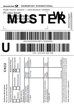 DHL International - Parcel Label with CN22 - Format 910-300-400